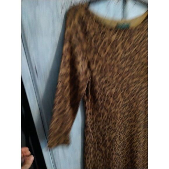 Lauren Ralph Lauren Leopard Print Sweater Dress Medium Boho Cottagecore Classic - Picture 3 of 8
